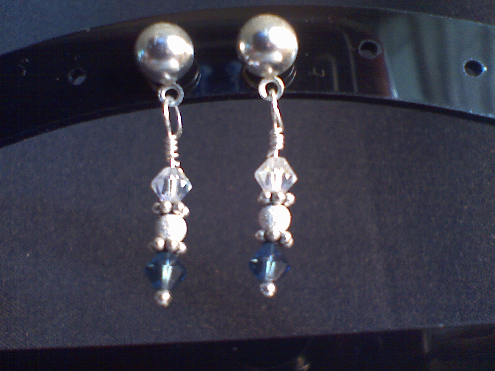 Montana Blue and Stardust Post Dangle earrings in Sterling Silver