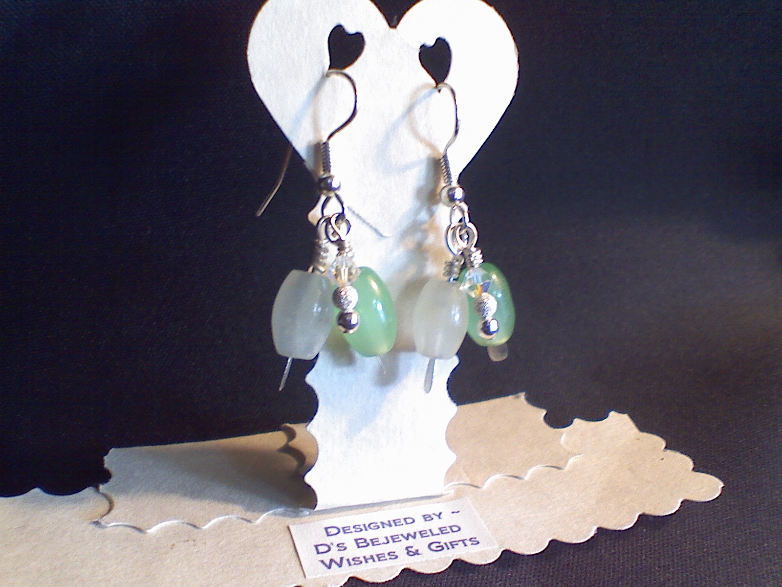 Smokey Quartz & Jade stone Sterling triple dangles