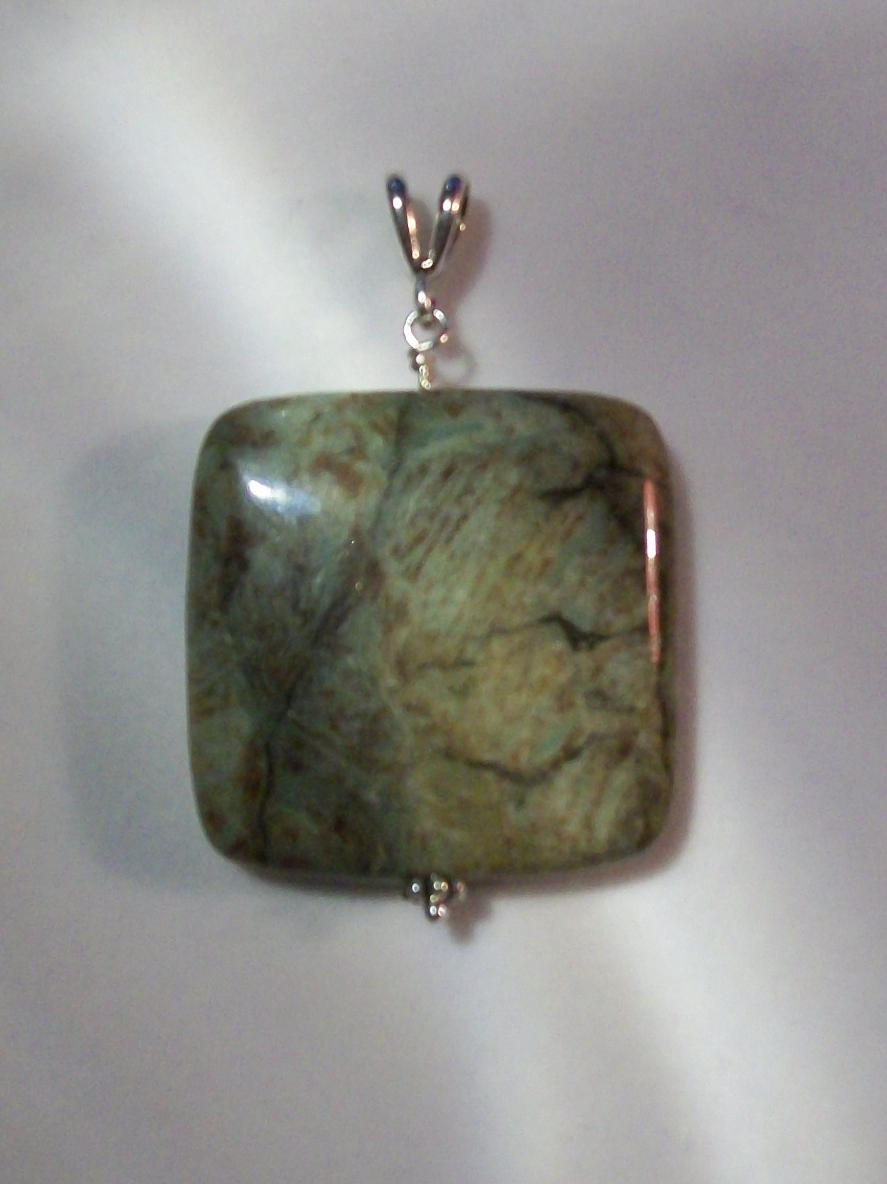 Fancy Jasper Green/Blue 30mm square Pendant