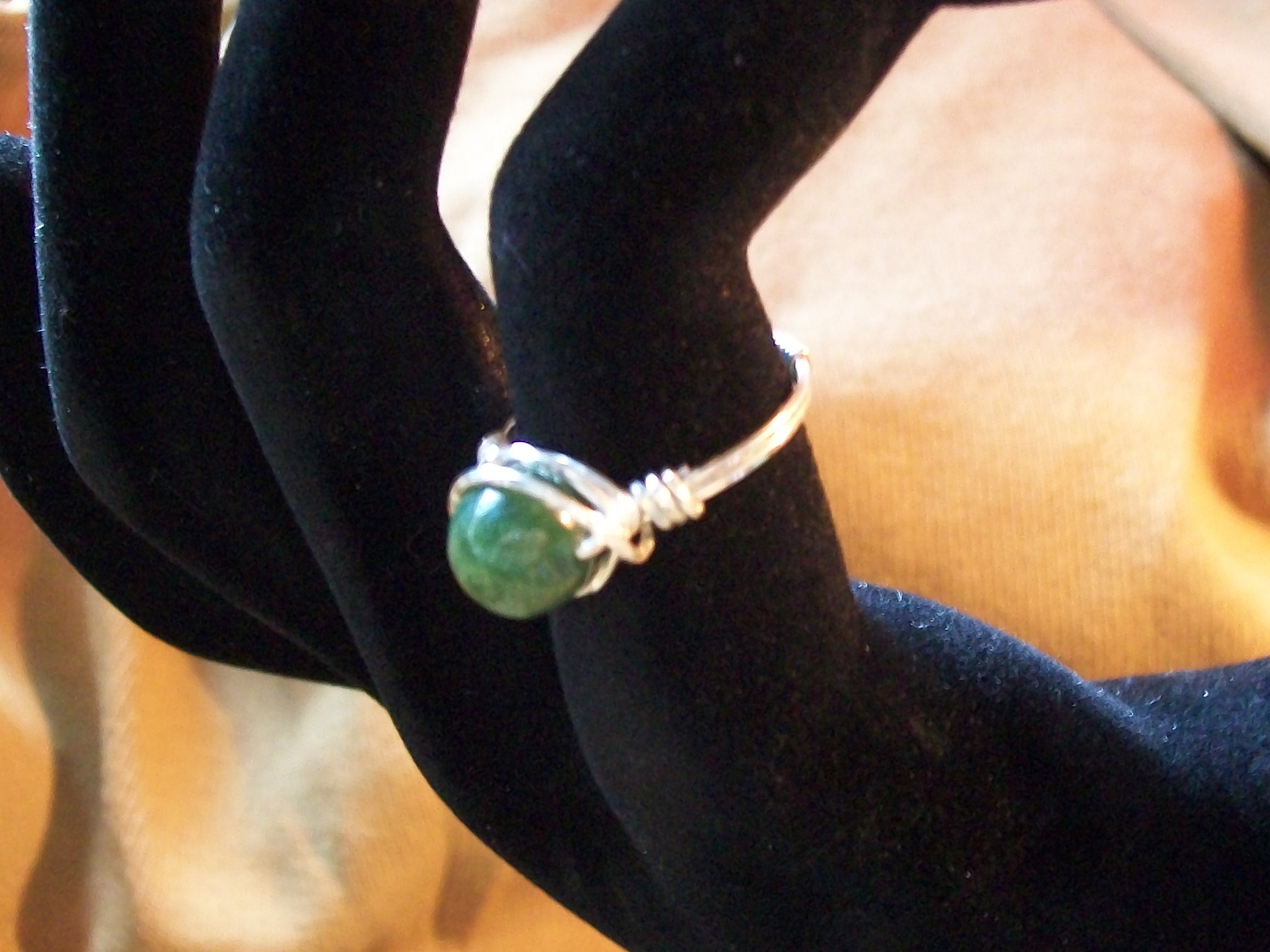 Fancy Jasper SS wrap-ring size 7.5