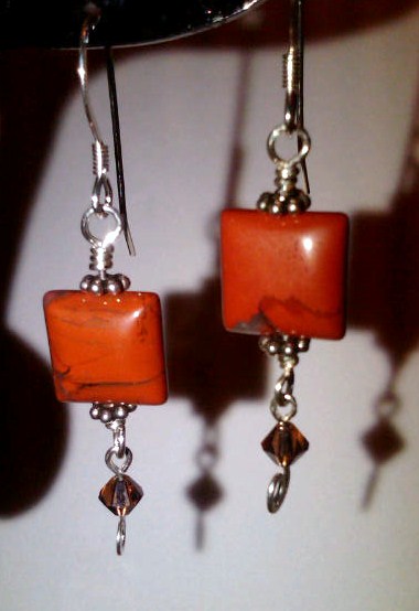 Carnelian & Smokey Topaz SS Swarovski crystal earrings