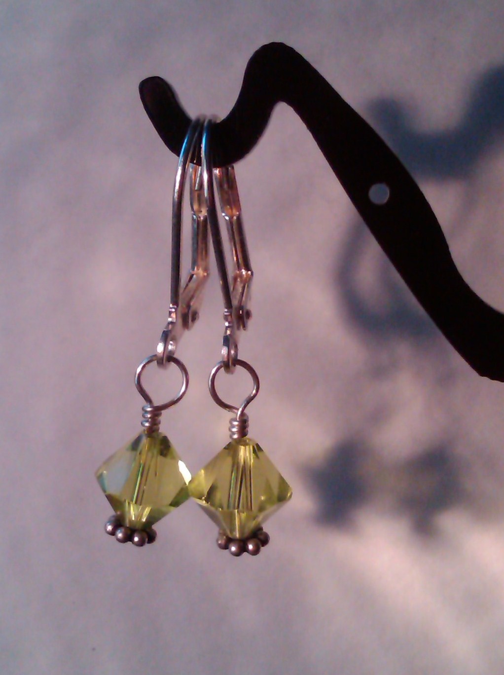 Olive Crystal earrings SS SP leverback