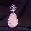 Rose Quartz Raindrop Sterling Silver Wrap Pendant